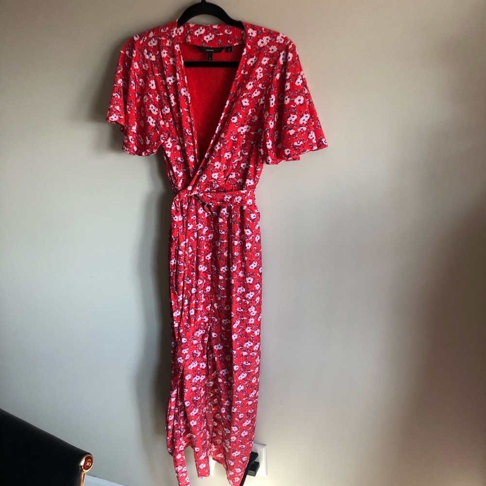 VERO MODA | midi length red floral dress